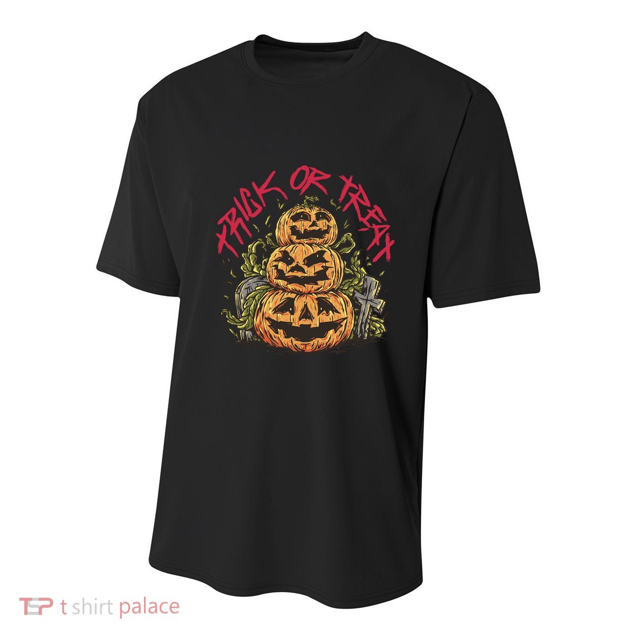 Trick Or Treat Three Pumpkin Design Youth Performance Sprint T-Shirt