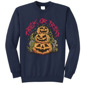 Trick Or Treat Three Pumpkin Design Sweatshirt