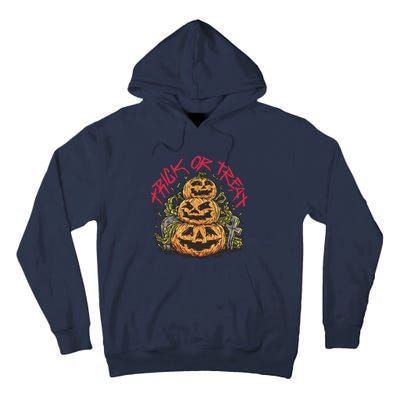 Trick Or Treat Three Pumpkin Design Tall Hoodie