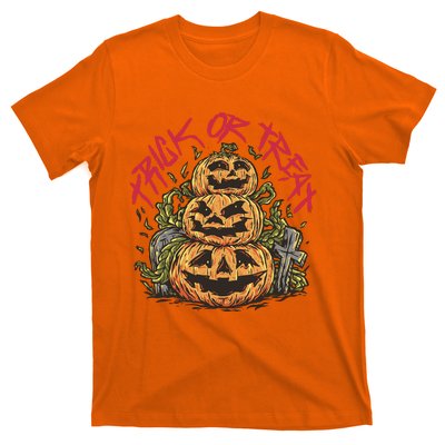 Trick Or Treat Three Pumpkin Design T-Shirt