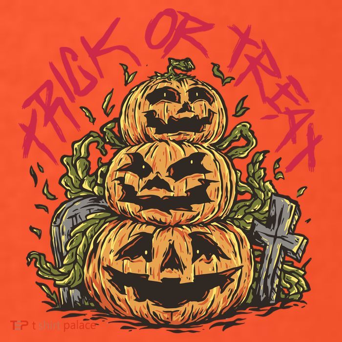 Trick Or Treat Three Pumpkin Design T-Shirt