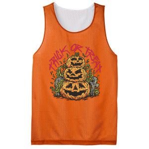 Trick Or Treat Three Pumpkin Design Mesh Reversible Basketball Jersey Tank