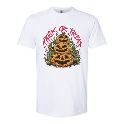 Trick Or Treat Three Pumpkin Design Softstyle CVC T-Shirt