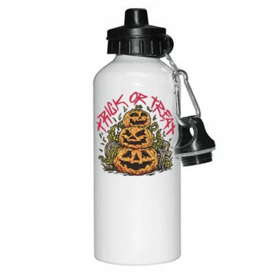 Trick Or Treat Three Pumpkin Design Aluminum Water Bottle 