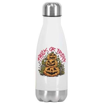 Trick Or Treat Three Pumpkin Design Stainless Steel Insulated Water Bottle