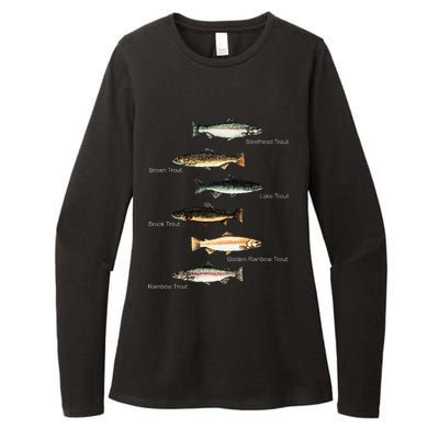 Types Of Trout Fish Species Collection Fishing Womens CVC Long Sleeve Shirt