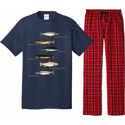 Types Of Trout Fish Species Collection Fishing Pajama Set