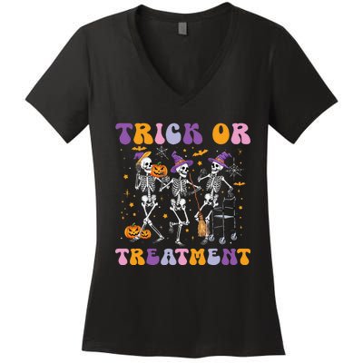 Trick Or Treatment Pt Physical Therapy Therapist Halloween Women's V-Neck T-Shirt