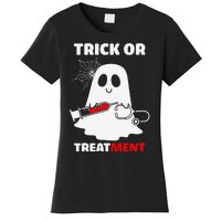 Trick Or Treatment Ghost Funny Rn Nursing Doctor Halloween Women's T-Shirt