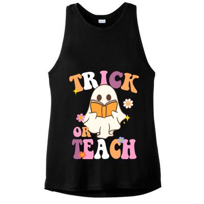 Trick Or Teach Cute Book Ghost Ladies PosiCharge Tri-Blend Wicking Tank
