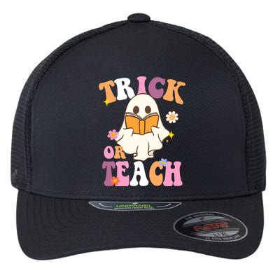 Trick Or Teach Cute Book Ghost Flexfit Unipanel Trucker Cap