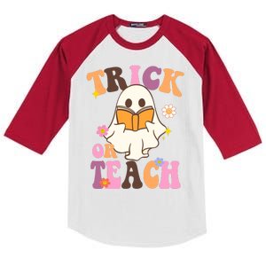 Trick Or Teach Cute Book Ghost Kids Colorblock Raglan Jersey