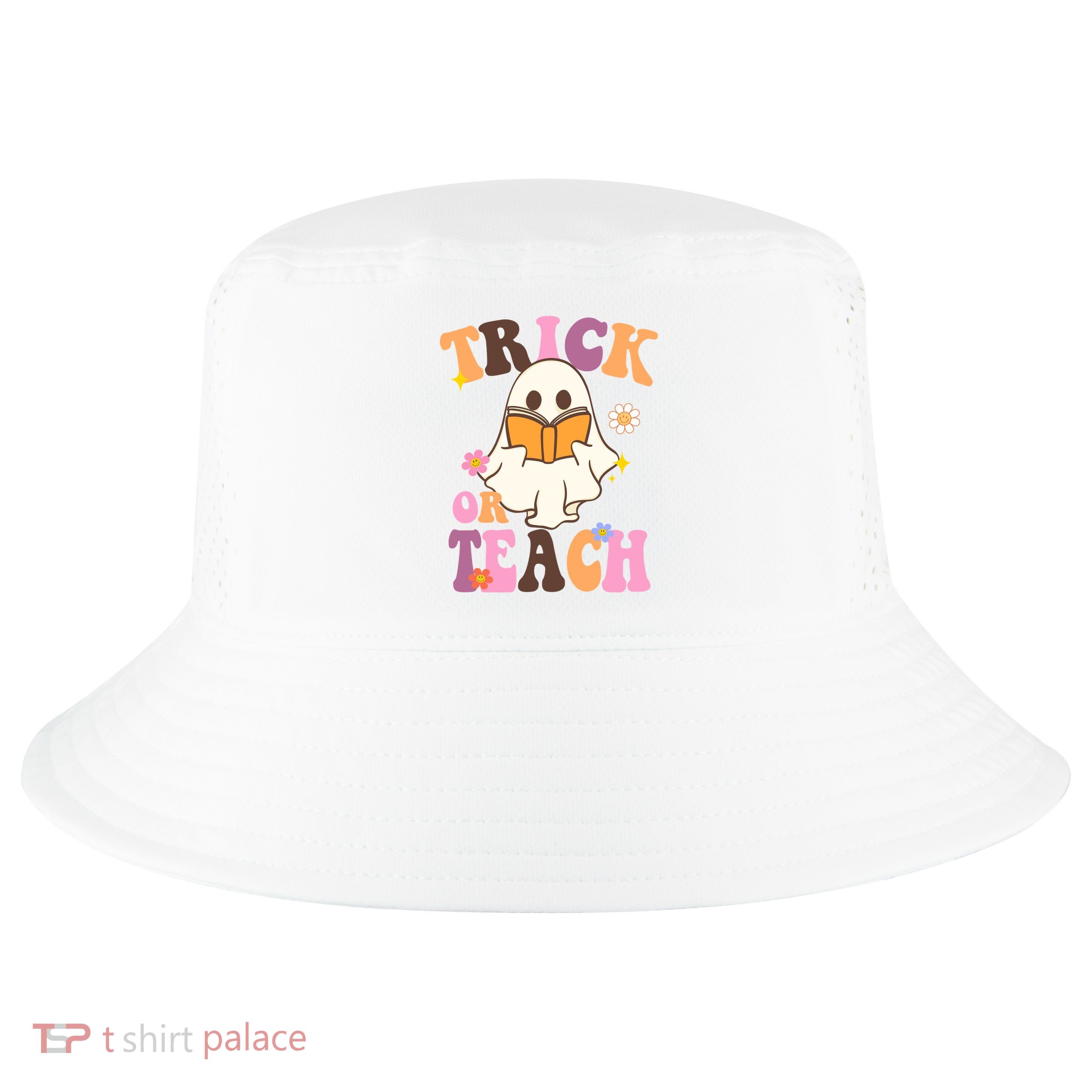 Trick Or Teach Cute Book Ghost Cool Comfort Performance Bucket Hat