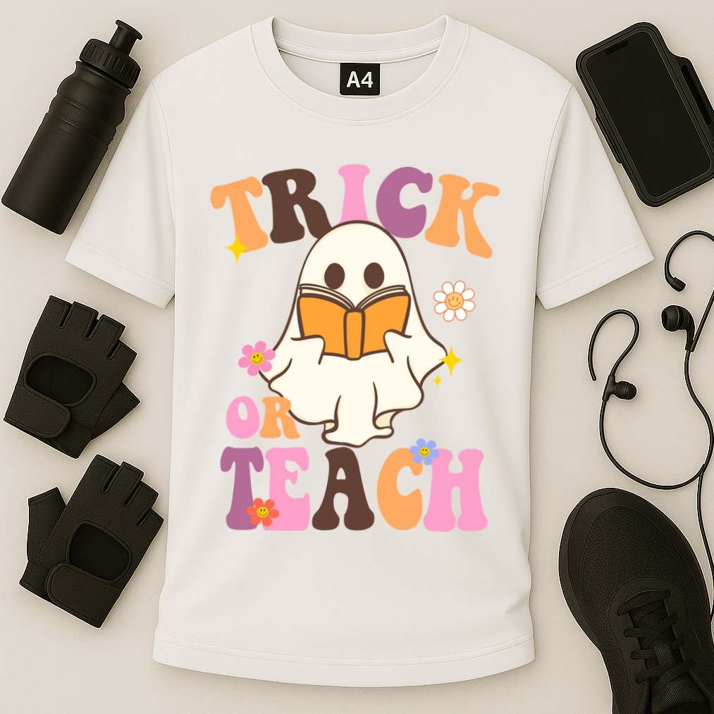 Trick Or Teach Cute Book Ghost Performance Shirt