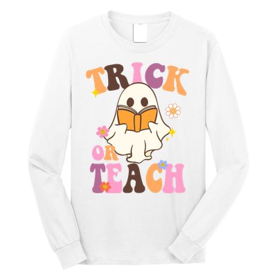 Trick Or Teach Cute Book Ghost Long Sleeve Shirt