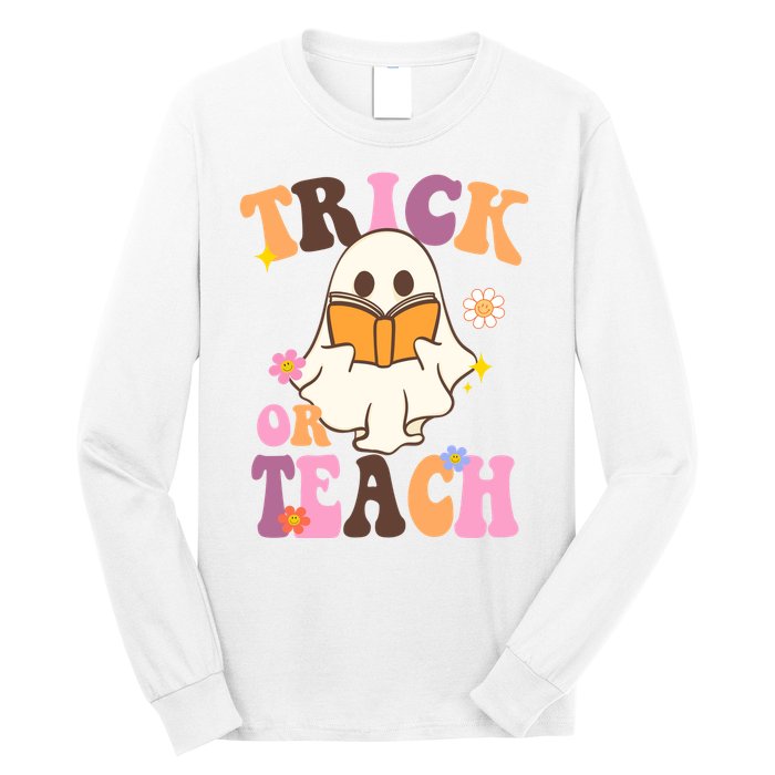 Trick Or Teach Cute Book Ghost Long Sleeve Shirt