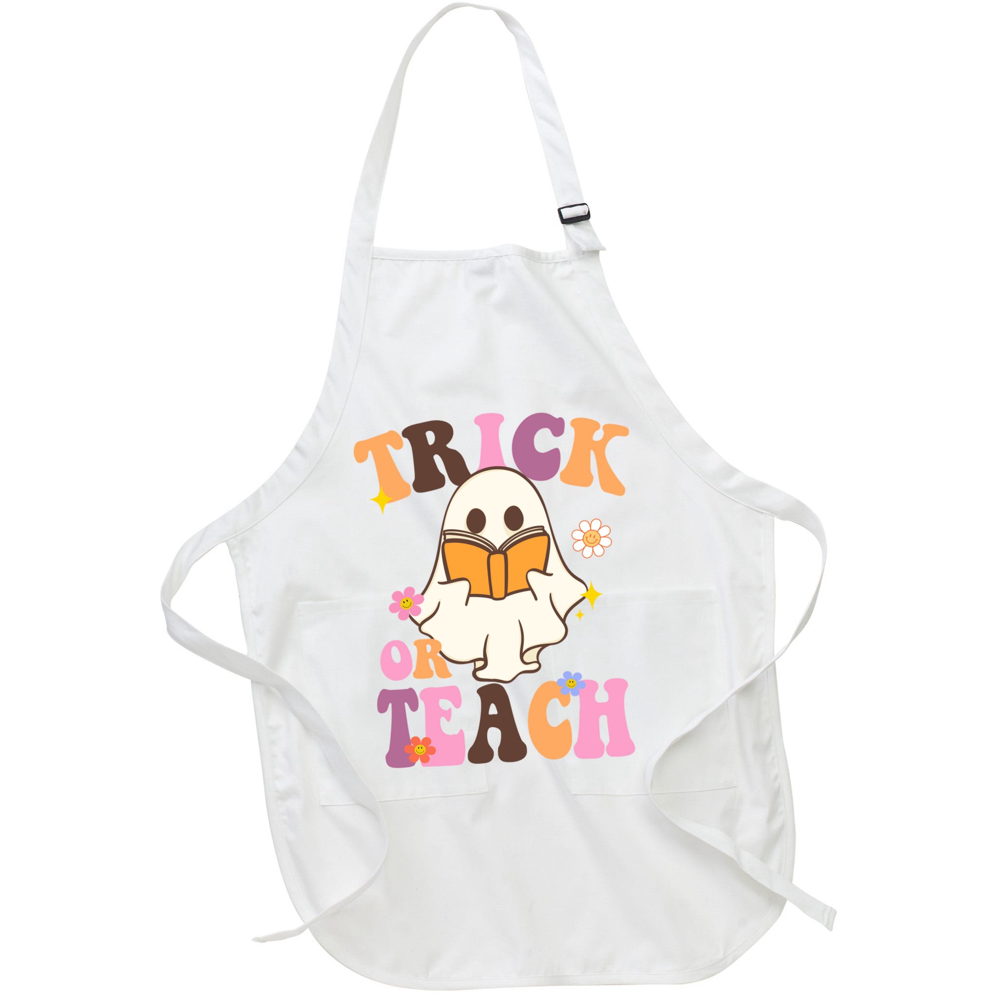 Trick Or Teach Cute Book Ghost Apron
