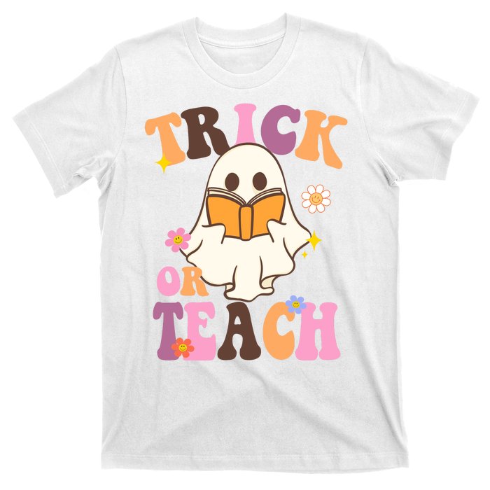 Trick Or Teach Cute Book Ghost T-Shirt