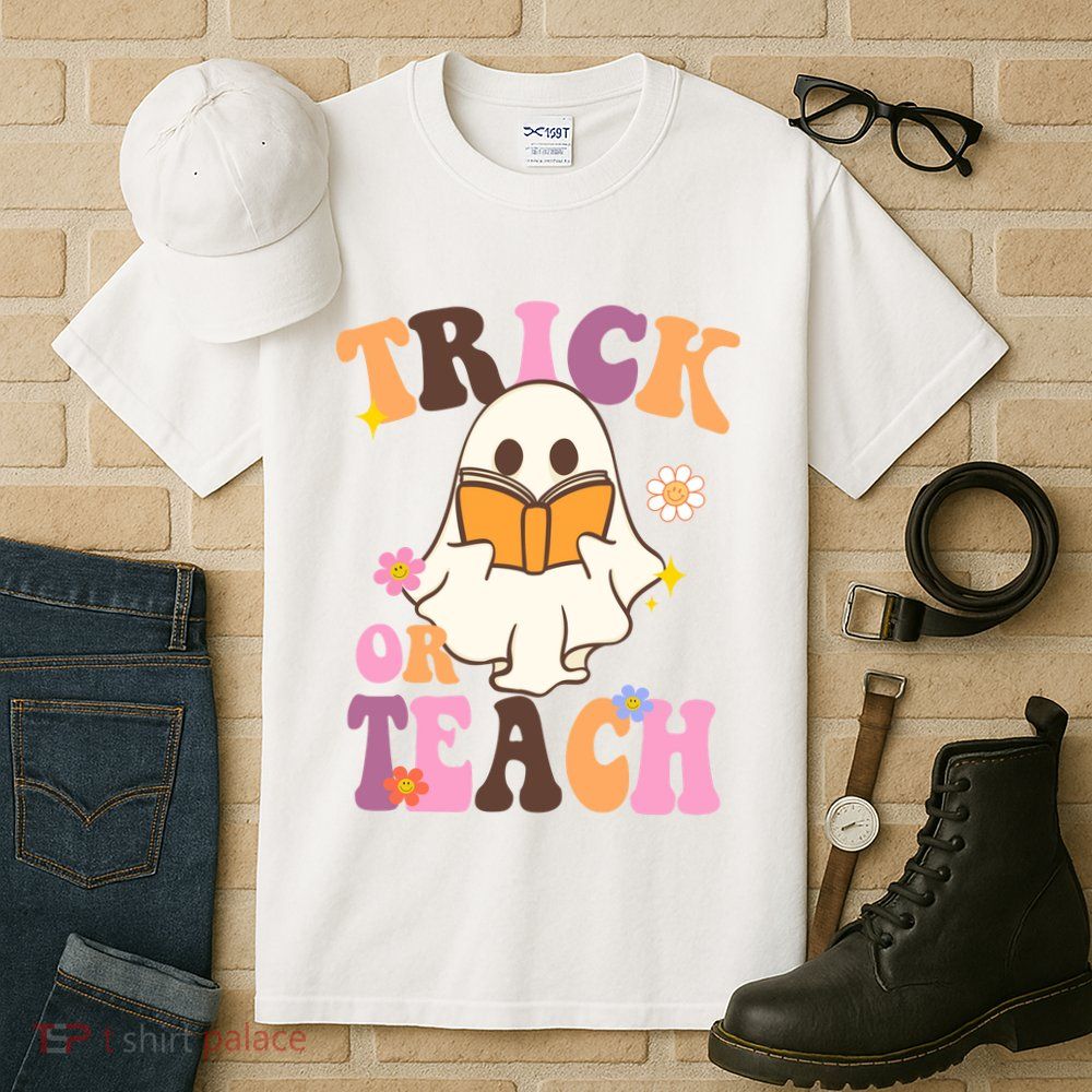 Trick Or Teach Cute Book Ghost Tall T-Shirt