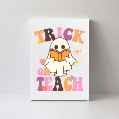 Trick Or Teach Cute Book Ghost Canvas