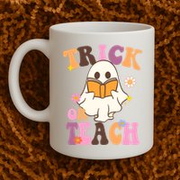 Trick Or Teach Cute Book Ghost Mug