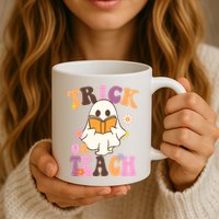 Trick Or Teach Cute Book Ghost Mug