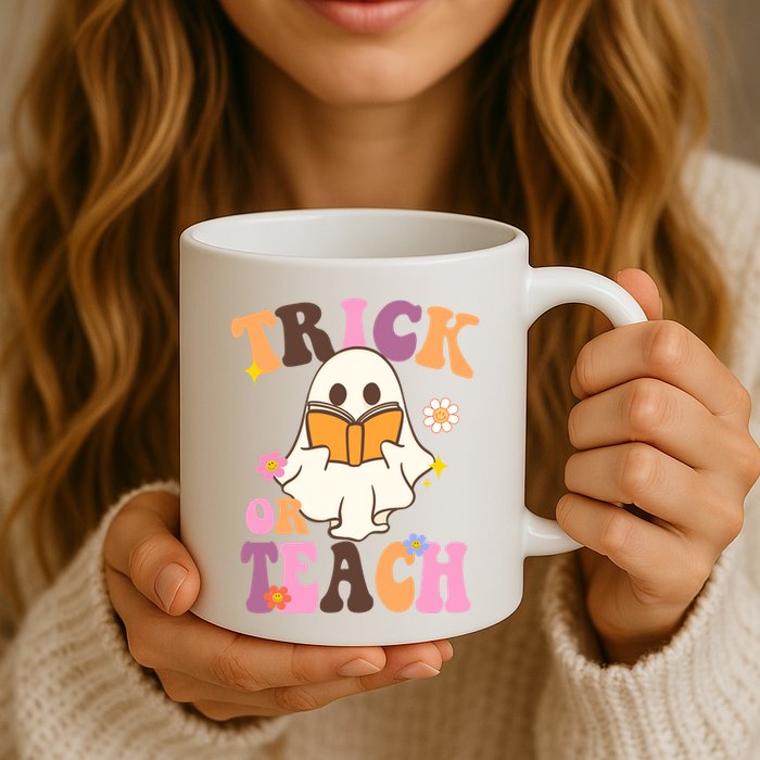 Trick Or Teach Cute Book Ghost Mug