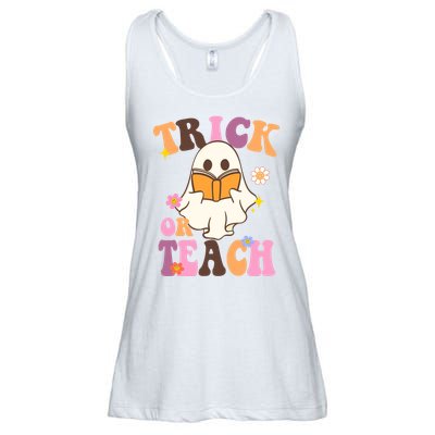 Trick Or Teach Cute Book Ghost Ladies Essential Flowy Tank