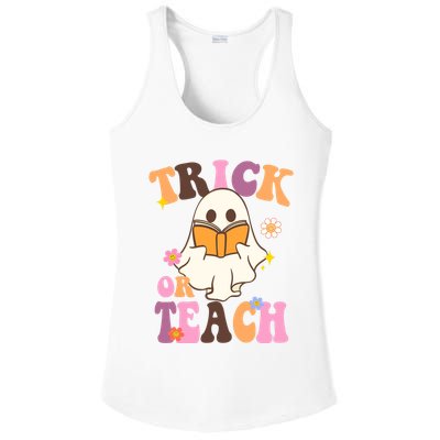 Trick Or Teach Cute Book Ghost Ladies PosiCharge Competitor Racerback Tank