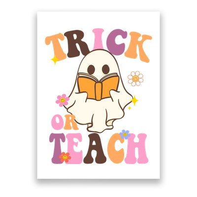 Trick Or Teach Cute Book Ghost Poster