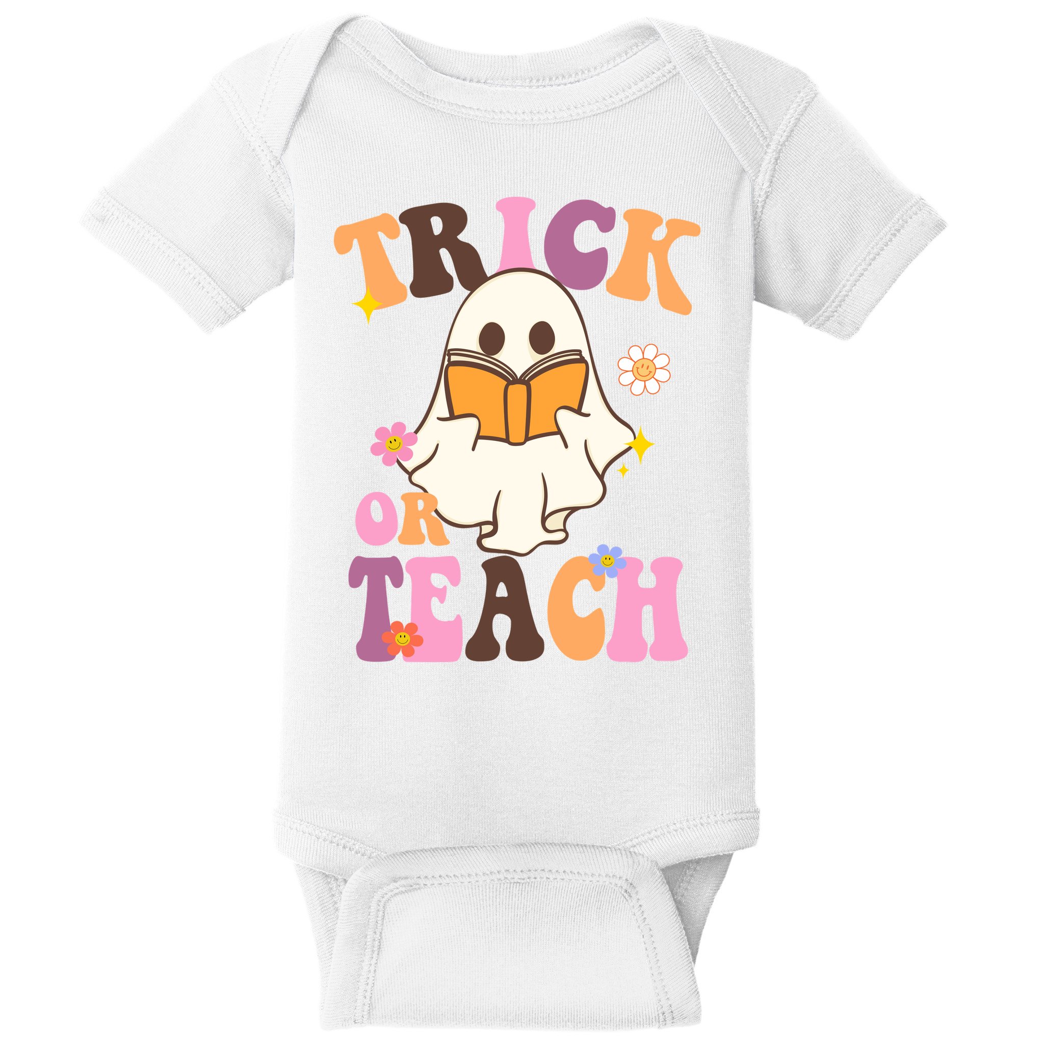 Trick Or Teach Cute Book Ghost Baby Bodysuit