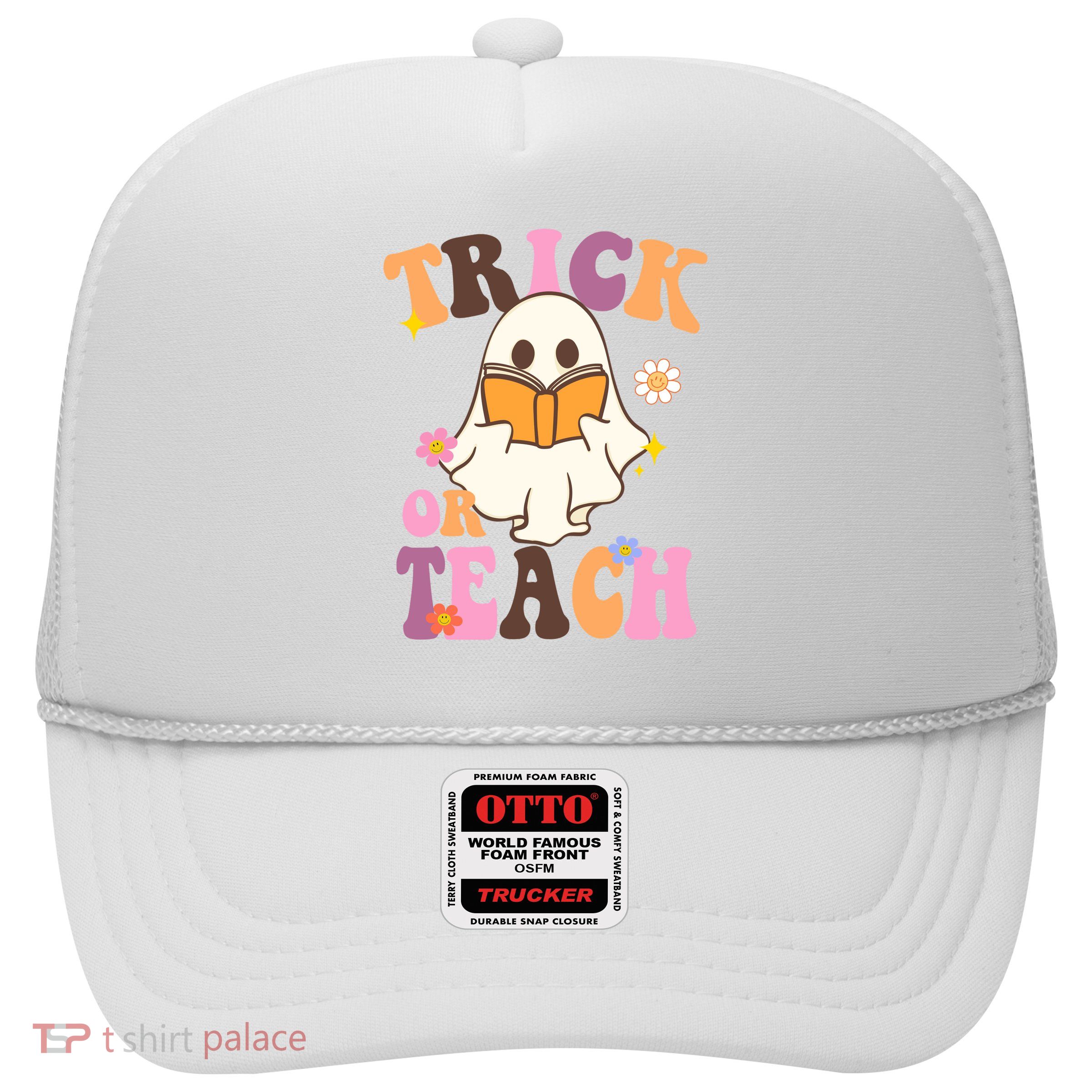 Trick Or Teach Cute Book Ghost Trucker Hat