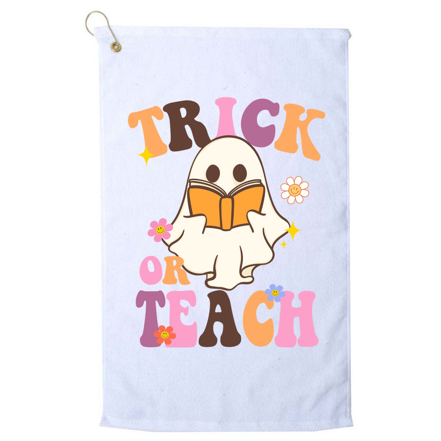 Trick Or Teach Cute Book Ghost Golf Towel