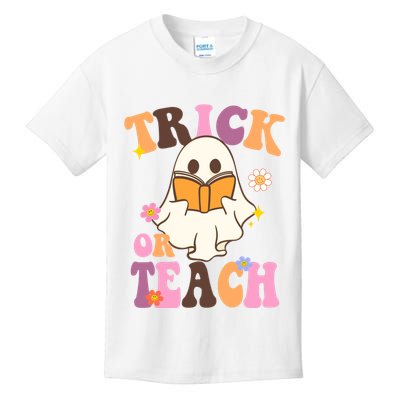 Trick Or Teach Cute Book Ghost Kids T-Shirt