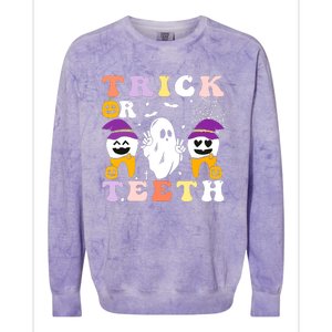 Trick Or Teeth Dental Assistant Dentist Halloween Costumes Gift Colorblast Crewneck Sweatshirt