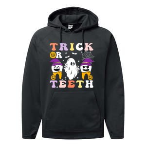 Trick Or Teeth Dental Assistant Dentist Halloween Costumes Gift Performance Fleece Hoodie