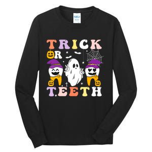 Trick Or Teeth Dental Assistant Dentist Halloween Costumes Gift Tall Long Sleeve T-Shirt