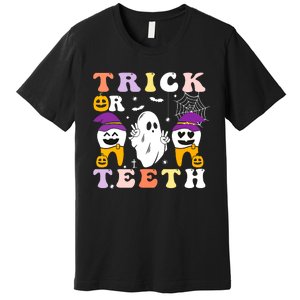 Trick Or Teeth Dental Assistant Dentist Halloween Costumes Gift Premium T-Shirt