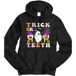 Trick Or Teeth Dental Assistant Dentist Halloween Costumes Gift Tie Dye Hoodie