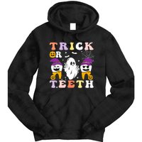 Trick Or Teeth Dental Assistant Dentist Halloween Costumes Gift Tie Dye Hoodie