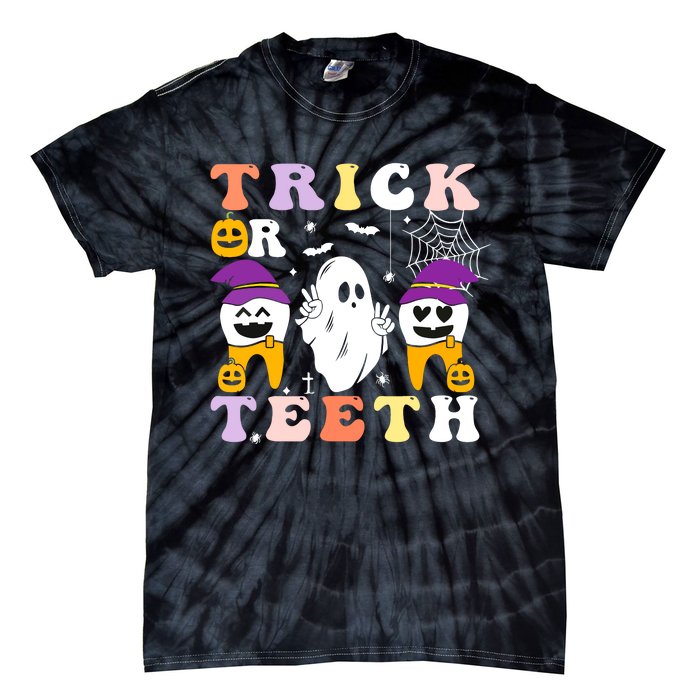 Trick Or Teeth Dental Assistant Dentist Halloween Costumes Gift Tie-Dye T-Shirt