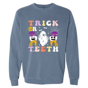 Trick Or Teeth Dental Assistant Dentist Halloween Costumes Gift Garment-Dyed Sweatshirt