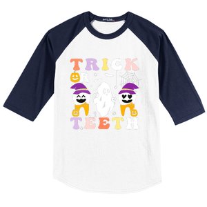 Trick Or Teeth Dental Assistant Dentist Halloween Costumes Gift Baseball Sleeve Shirt