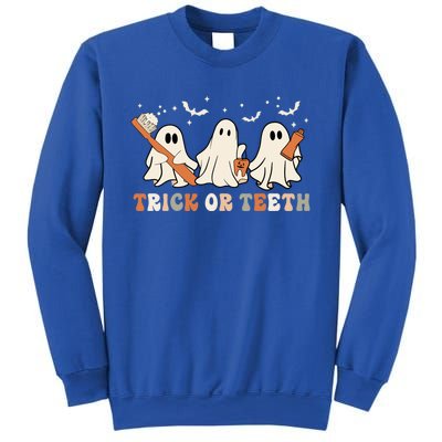 Trick Or Teeth Toothbrush Funny Boo Retro Pumpkin Halloween Gift Sweatshirt