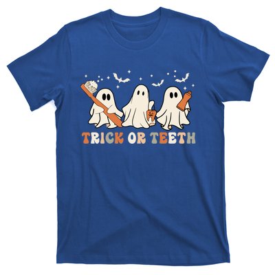 Trick Or Teeth Toothbrush Funny Boo Retro Pumpkin Halloween Gift T-Shirt