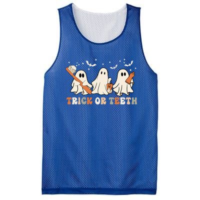 Trick Or Teeth Toothbrush Funny Boo Retro Pumpkin Halloween Gift Mesh Reversible Basketball Jersey Tank