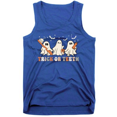 Trick Or Teeth Toothbrush Funny Boo Retro Pumpkin Halloween Gift Tank Top