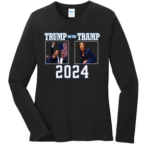 Trump Or The Tramp 2024 Vote For Trump Trump Vance 2024 Ladies Long Sleeve Shirt