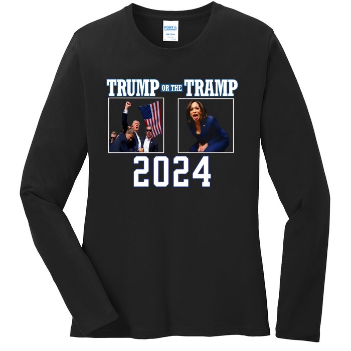 Trump Or The Tramp 2024 Vote For Trump Trump Vance 2024 Ladies Long Sleeve Shirt