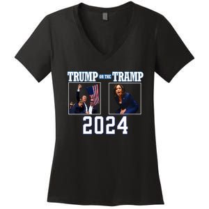 Trump Or The Tramp 2024 Vote For Trump Trump Vance 2024 Women's V-Neck T-Shirt